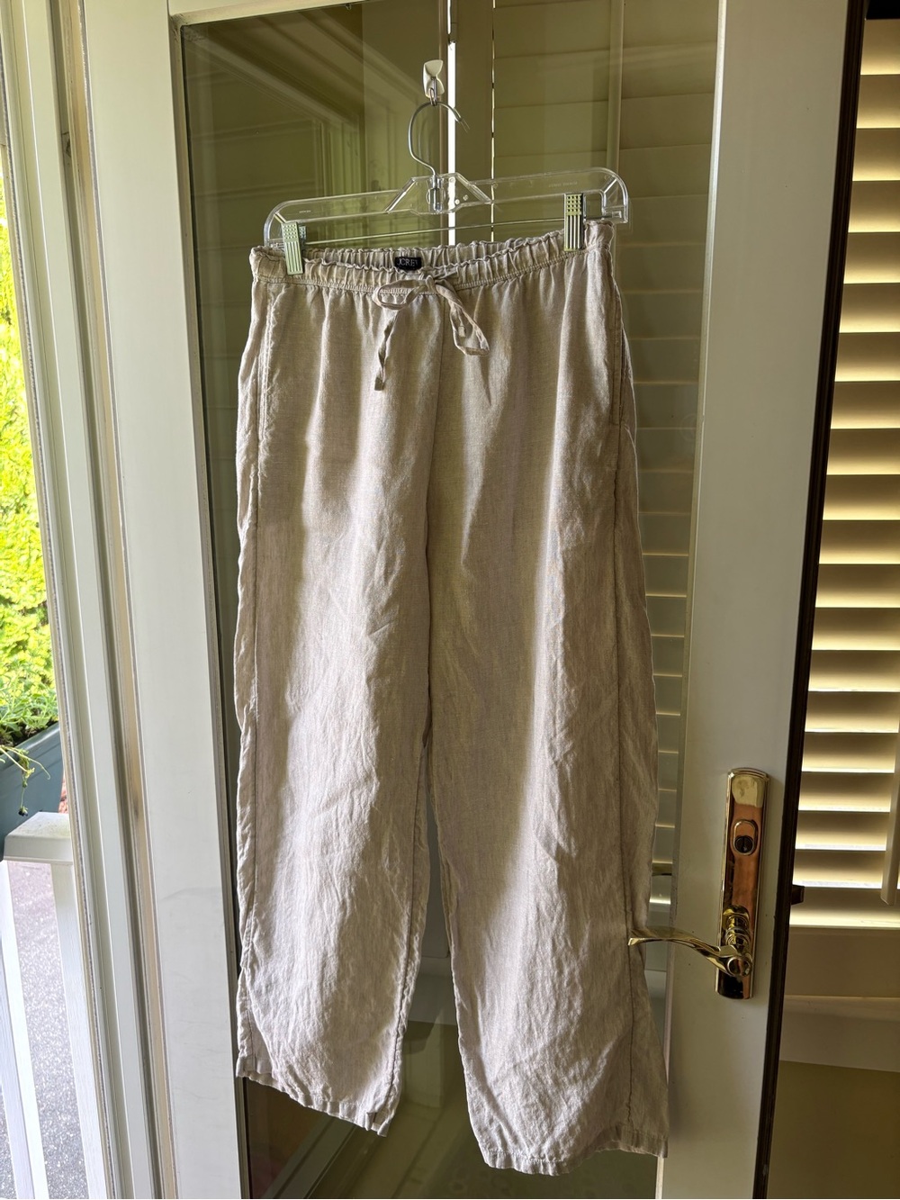 J. Crew  Soleil linen womens Drawstring Linen Pants in Light Beige